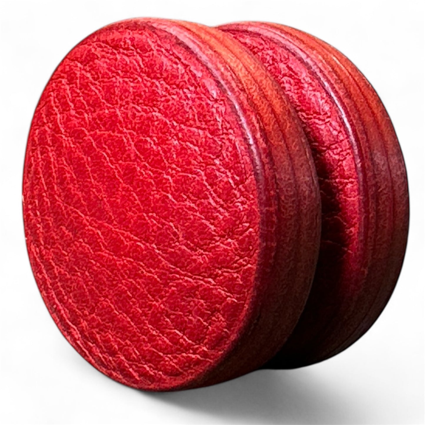 Cindell Ruby Badalassi Carlo Minerva Box leather Fidget Macaron, vivid crimson with dramatic grain texture